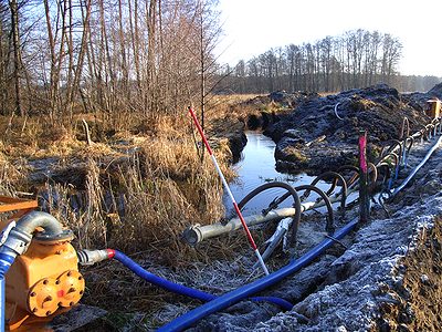 Grundwasserabsenkung im Moorgebiet, Umleitung des Mühlengrabens