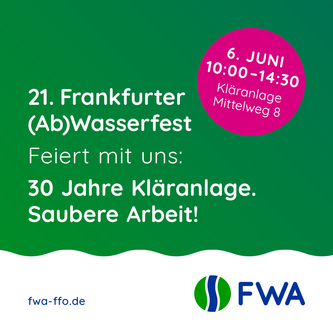 Button für unser Abwasserfest am 6. Juni von 10:00 - 14:30 Uhr auf der Kläranlage im Mittelweg