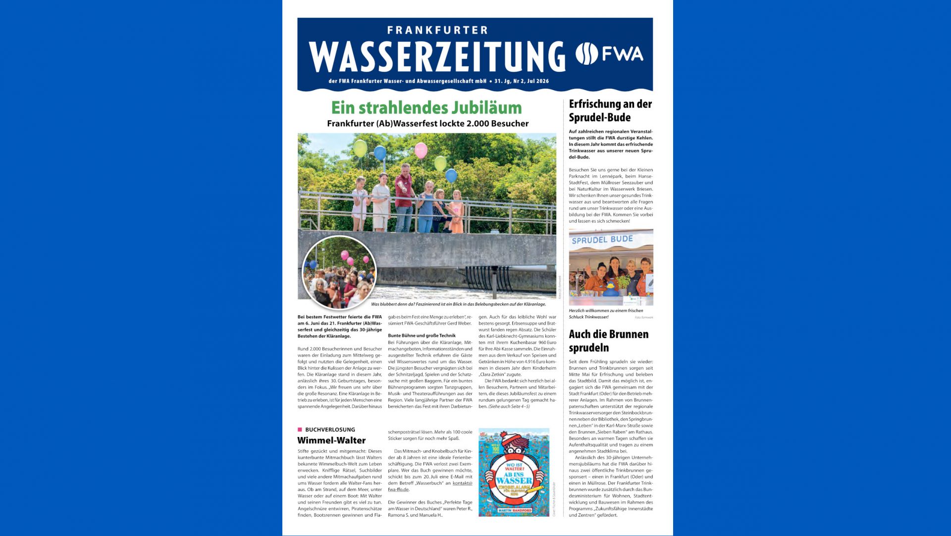 Titelblatt der 2. Ausgabe 2026 der Frankfurter Wasserzeitung